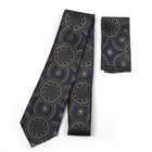 Large African Circle Woven Silk Tie - Navy