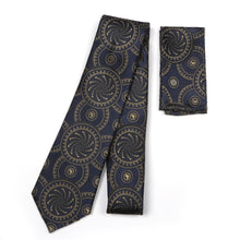 Large African Circle Woven Silk Tie - Navy