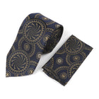 Large African Circle Woven Silk Tie - Navy