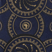 Large African Circle Woven Silk Tie - Navy