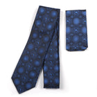 Large African Circle Woven Silk Tie - Blue