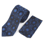 Large African Circle Woven Silk Tie - Blue