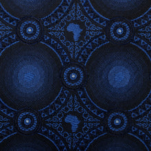 Large African Circle Woven Silk Tie - Blue