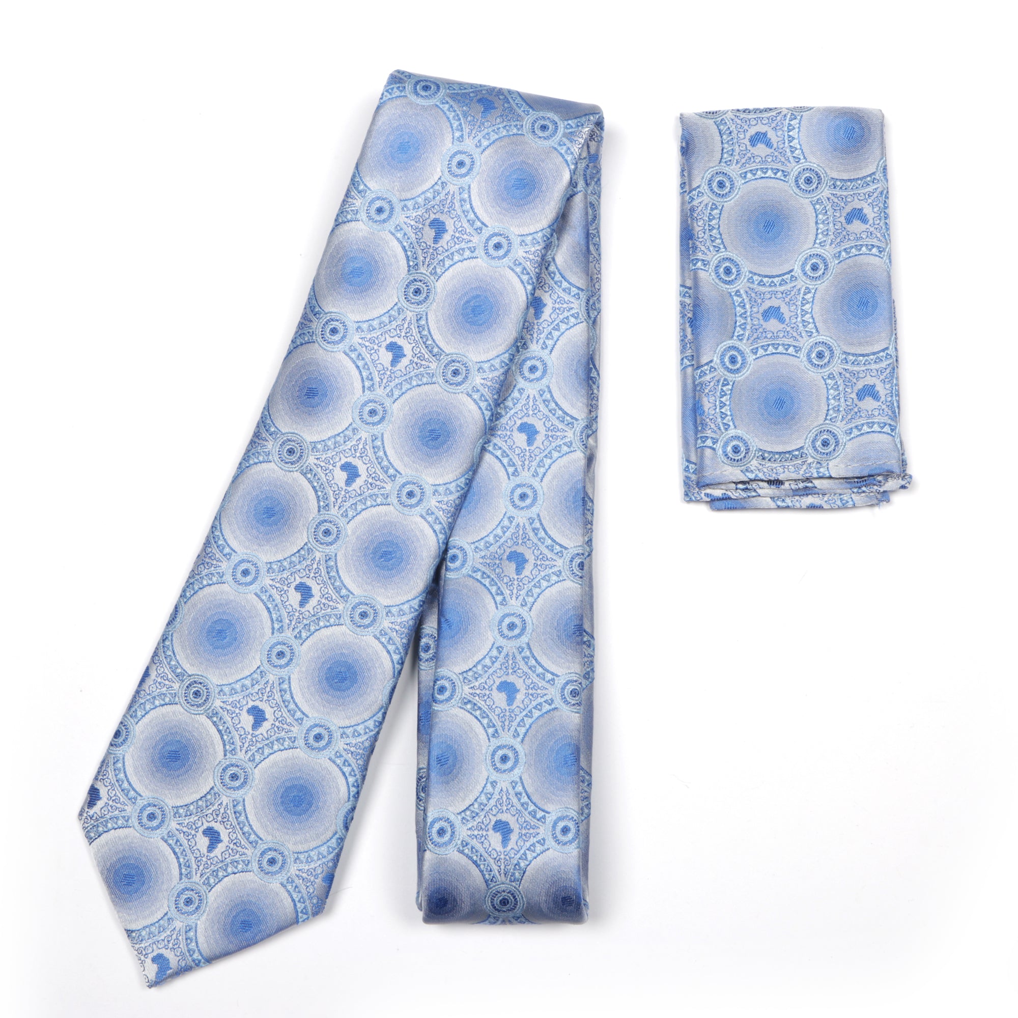 African Circle Woven Silk Tie - Blue