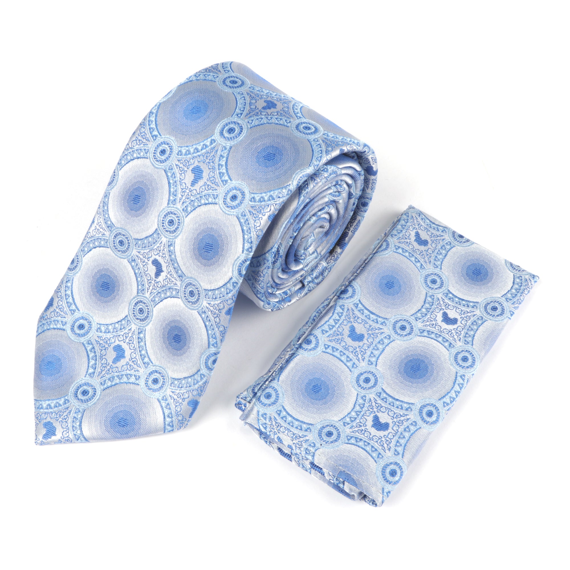 African Circle Woven Silk Tie - Blue