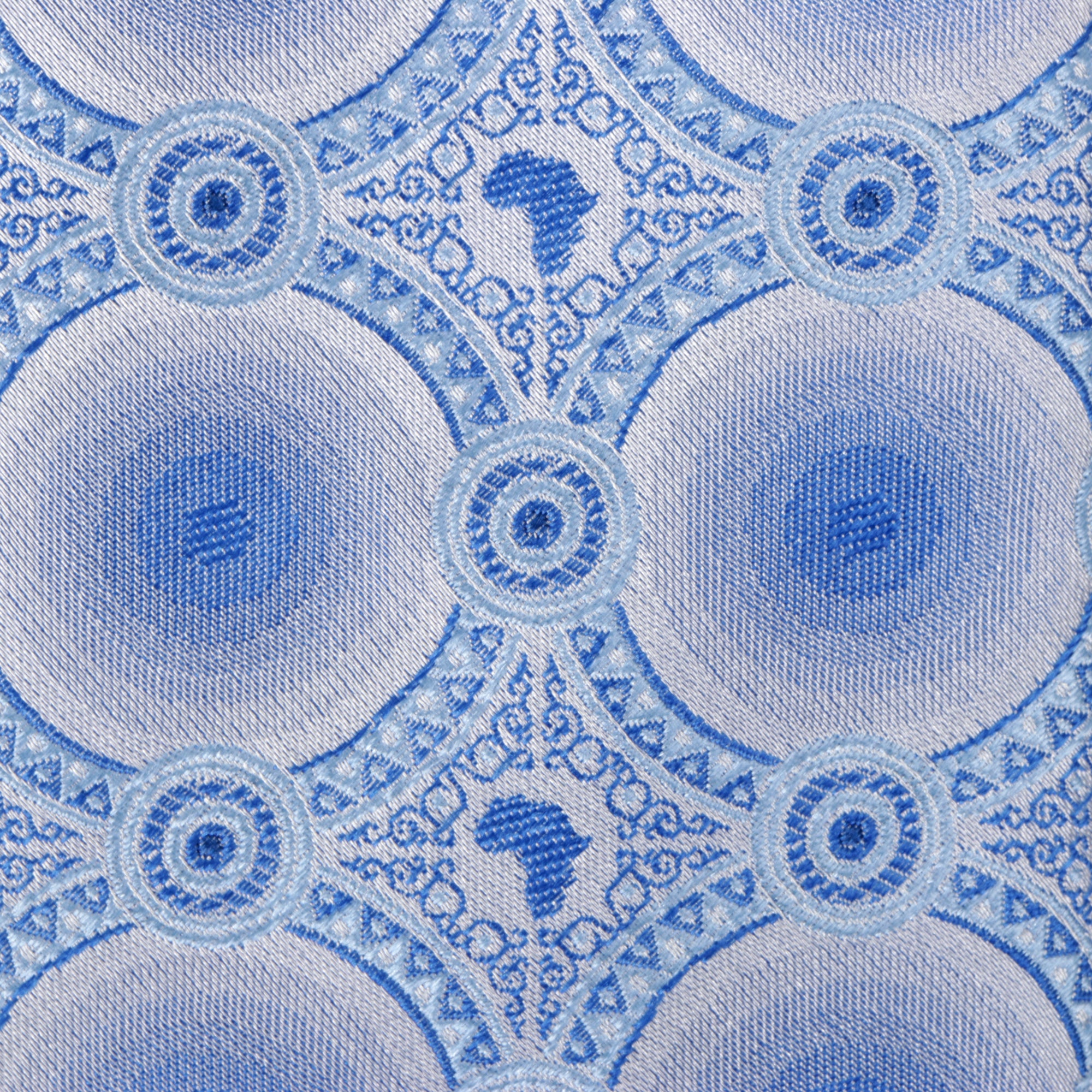 African Circle Woven Silk Tie - Blue
