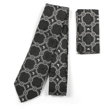 Large African Circle Woven Silk Tie - Black