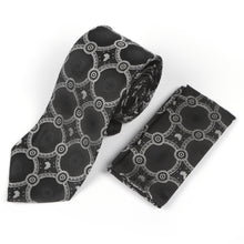 Large African Circle Woven Silk Tie - Black