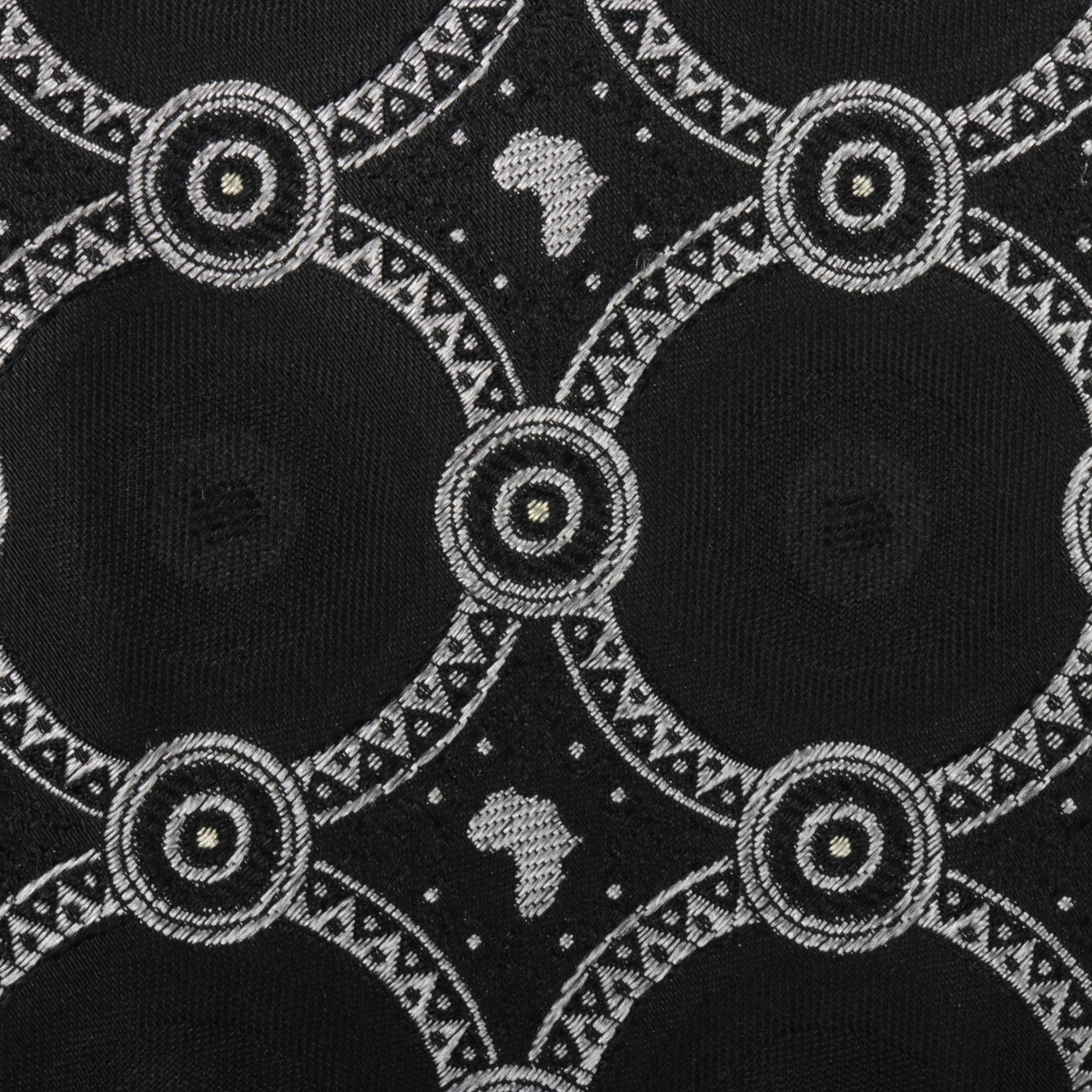 Large African Circle Woven Silk Tie - Black