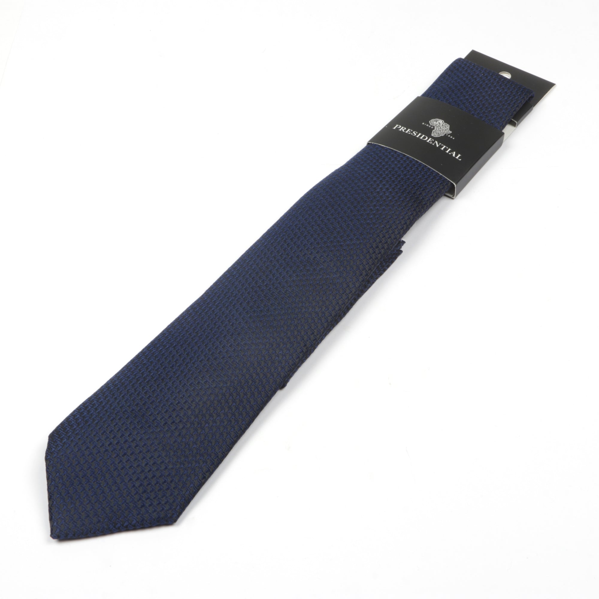 African Repeat Woven Silk Tie - Navy