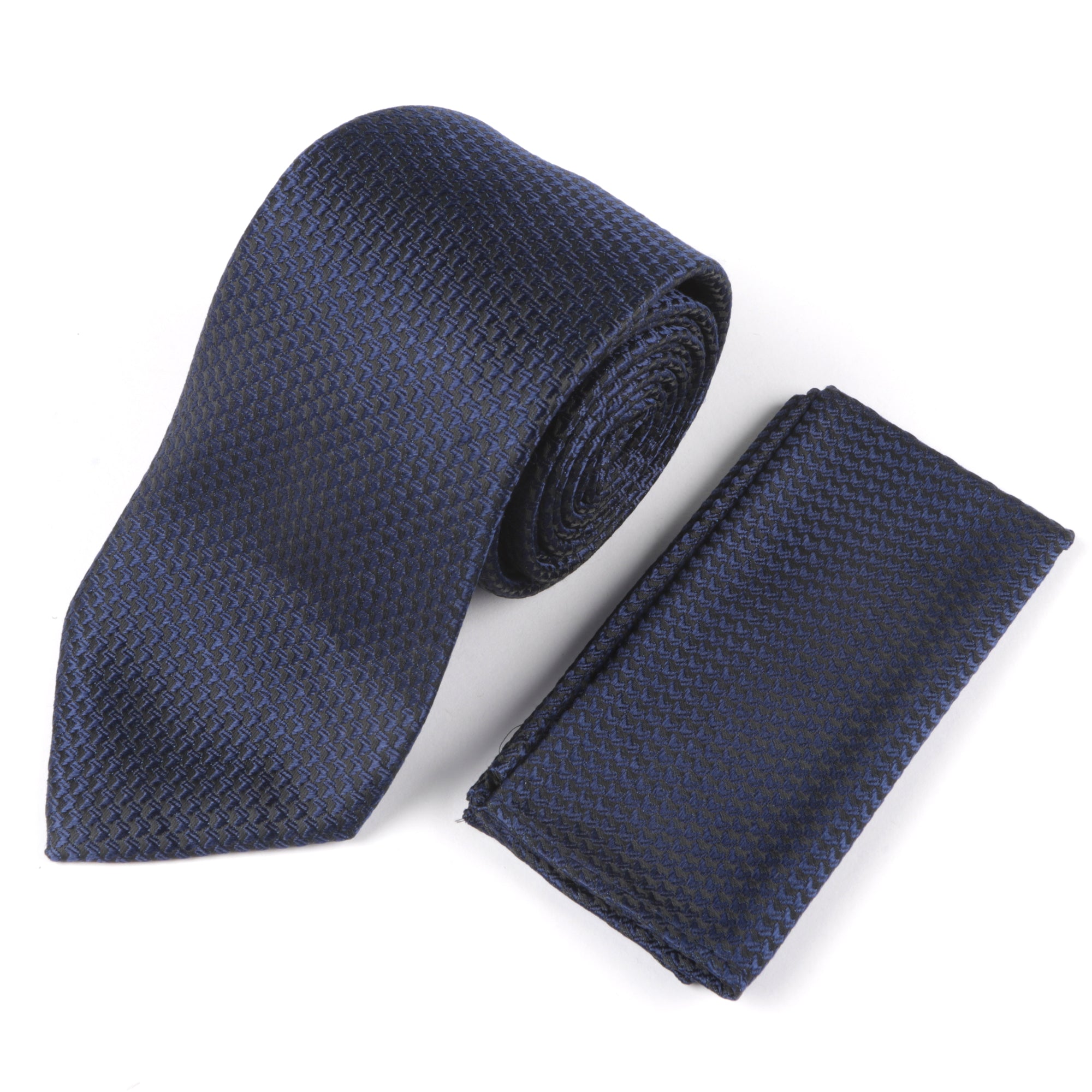 African Repeat Woven Silk Tie - Navy