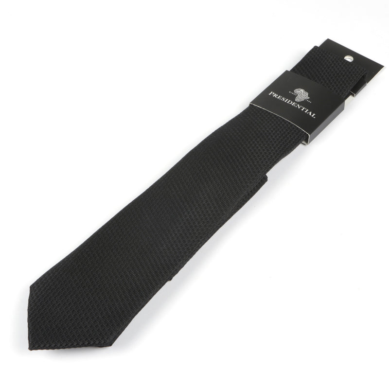 African Repeat Woven Silk Tie - Black