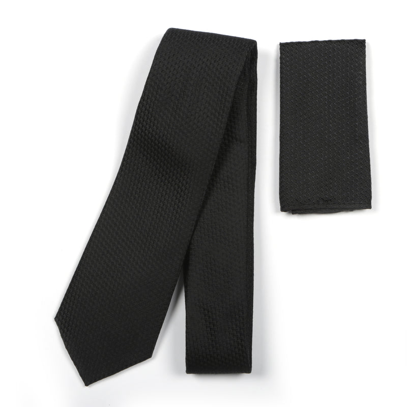African Repeat Woven Silk Tie - Black