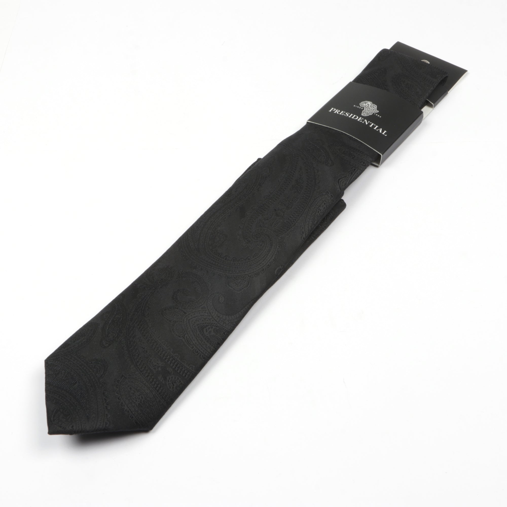 Paisley Woven Silk Tie - Black
