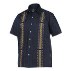 Navy Soul – Navy Olive Short Sleeve Linen Cotton Embroidered Men's Shirt