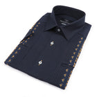 Navy Soul – Navy Olive Short Sleeve Linen Cotton Embroidered Men's Shirt