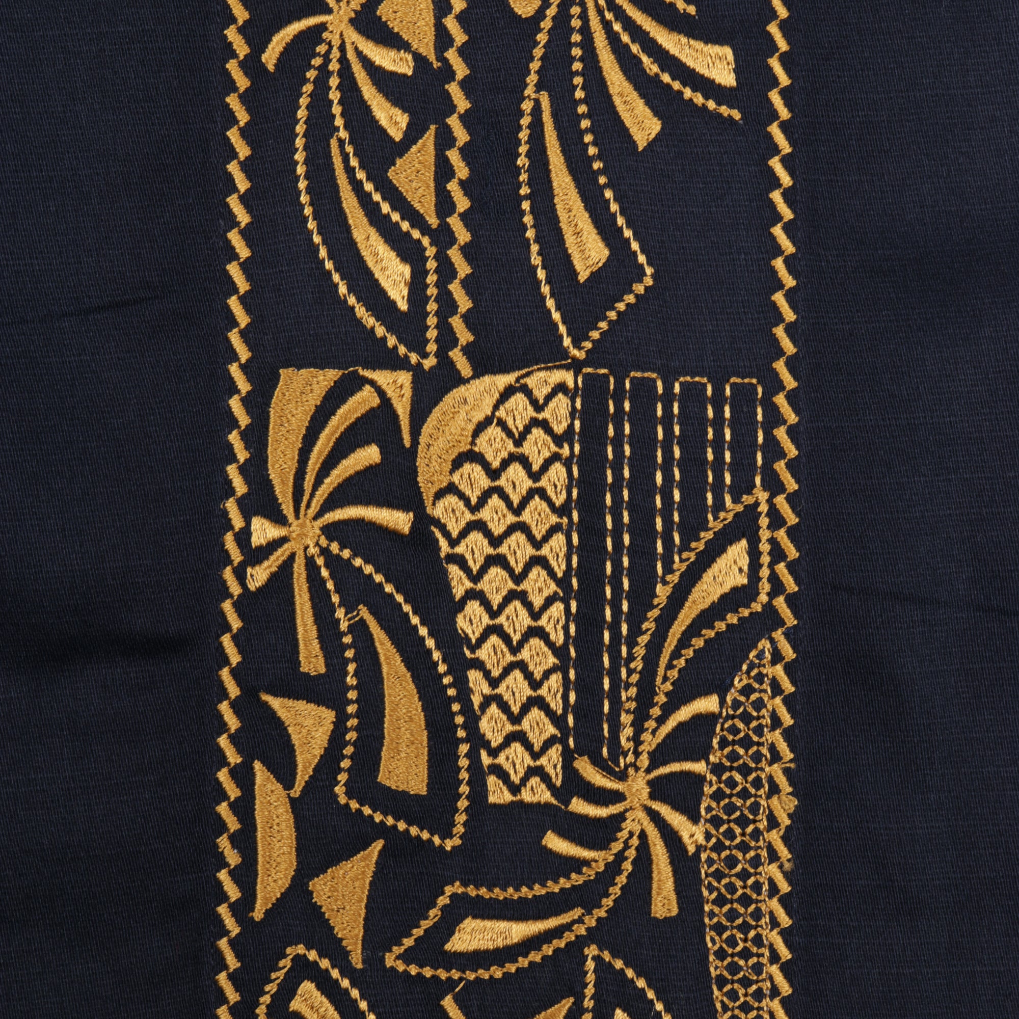 Floral Heaven - Navy Long Sleeve Linen Cotton Embroidered Men's Shirt