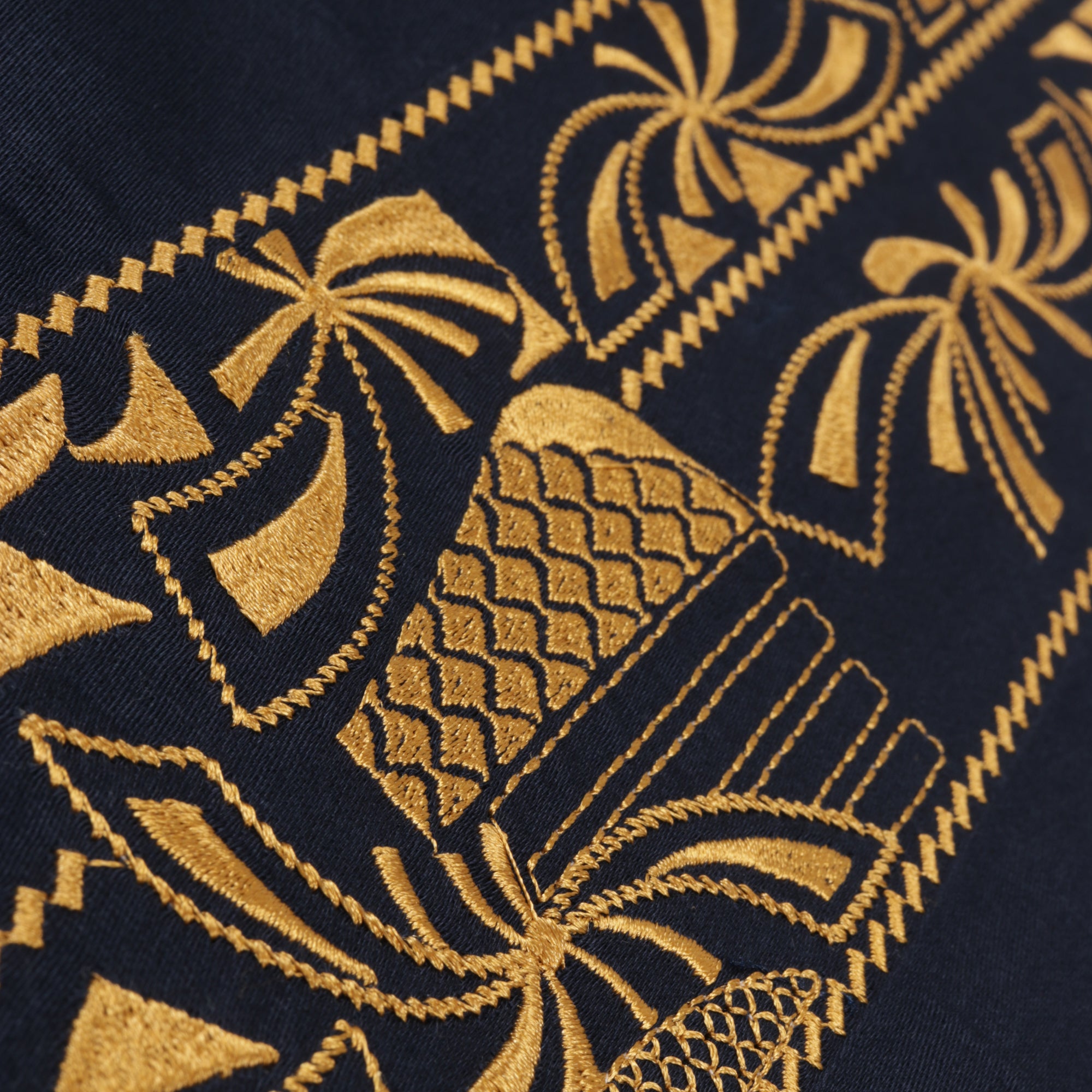 Floral Heaven - Navy Long Sleeve Linen Cotton Embroidered Men's Shirt