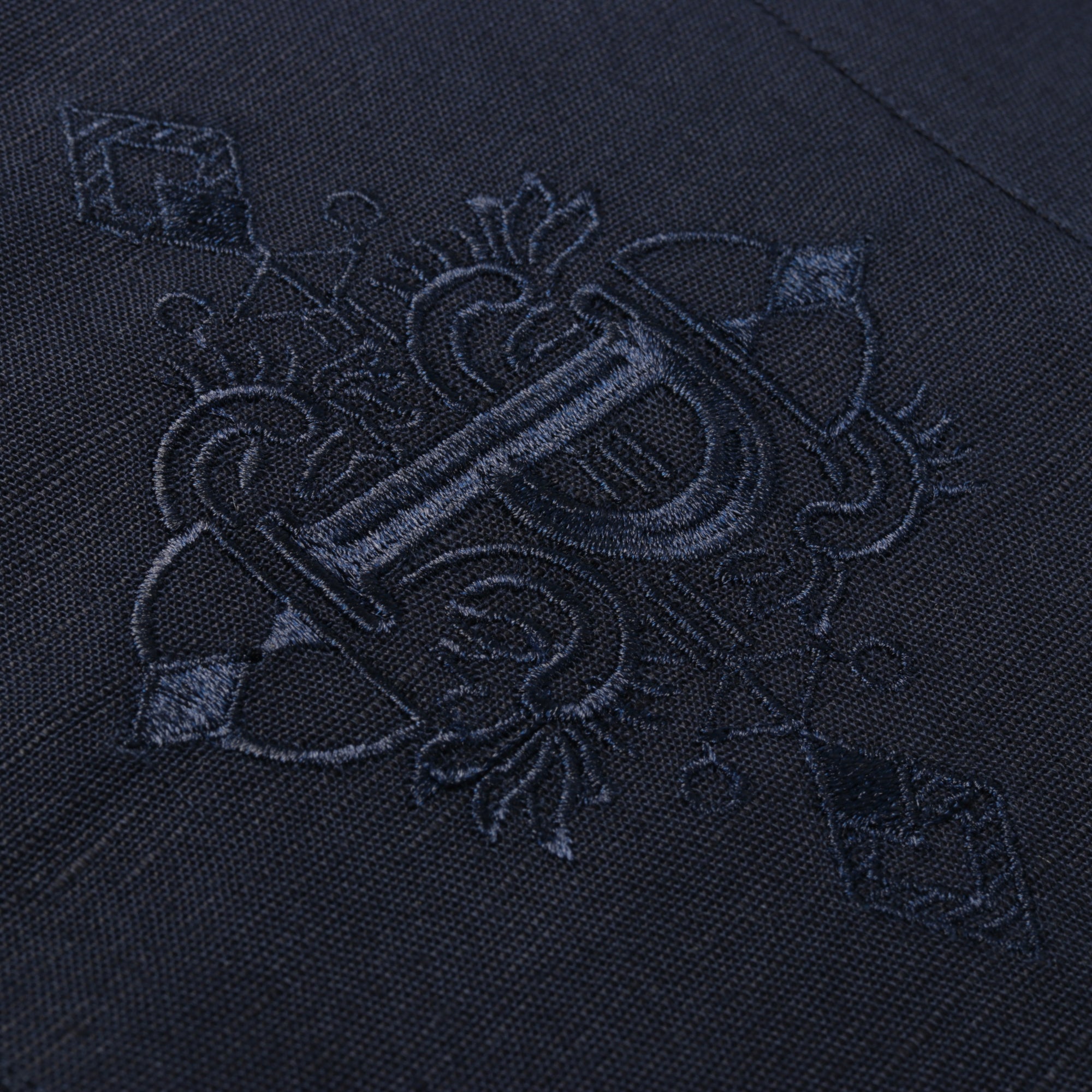 Floral Heaven - Navy Long Sleeve Linen Cotton Embroidered Men's Shirt