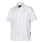 Freedom Madiba - White Short Sleeve Linen Cotton Embroidered Men's Shirt