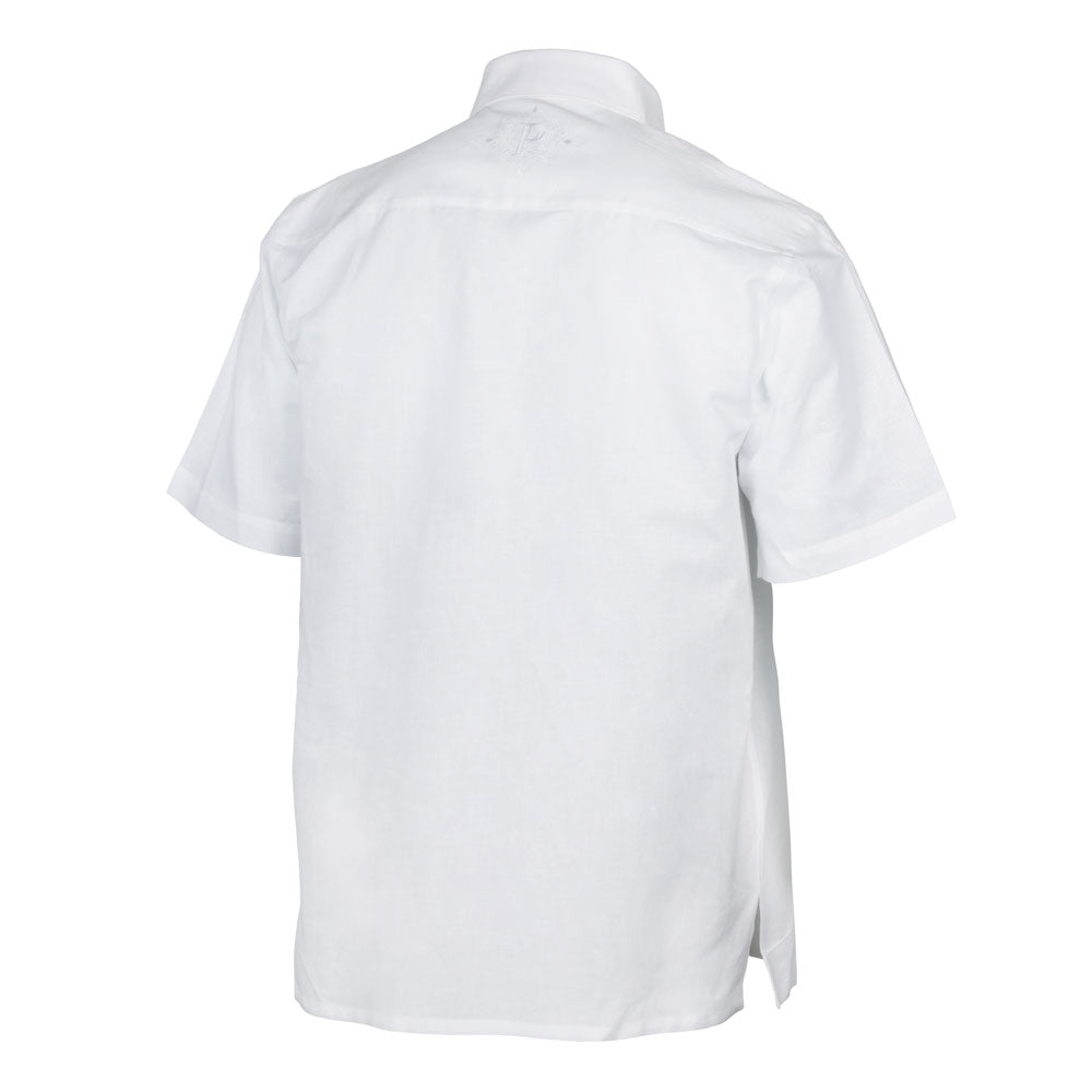 Freedom Madiba - White Short Sleeve Linen Cotton Embroidered Men's Shirt