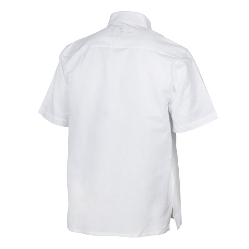 Freedom Madiba - White Short Sleeve Linen Cotton Embroidered Men's Shirt