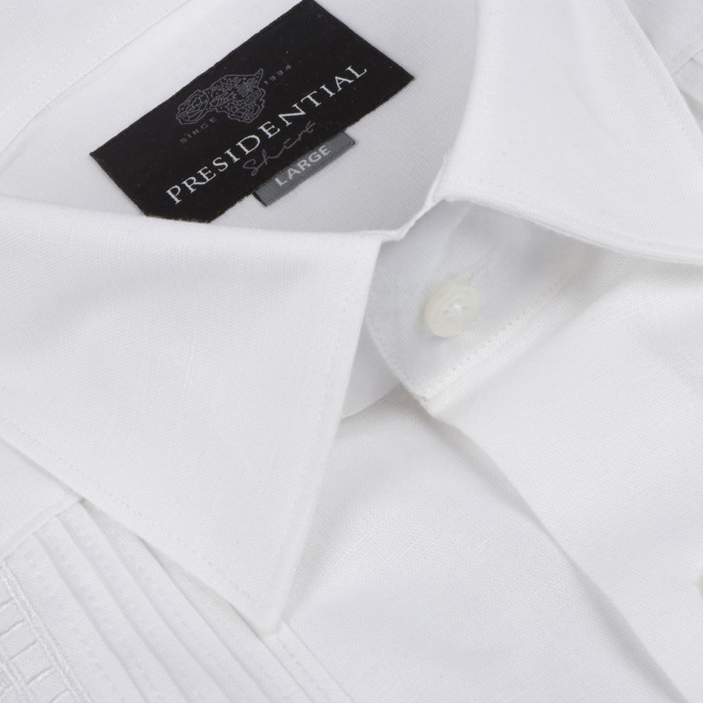 Freedom Madiba - White Short Sleeve Linen Cotton Embroidered Men's Shirt