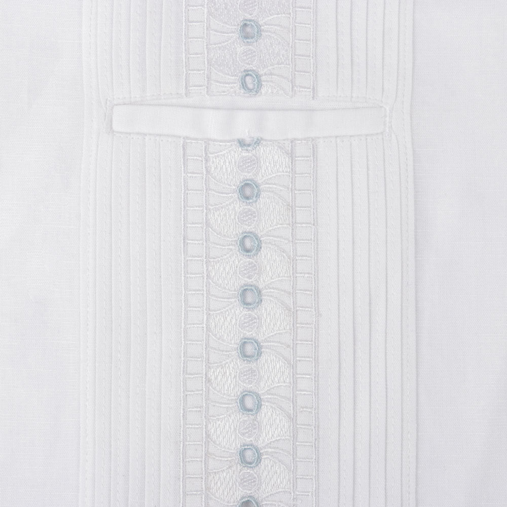 Freedom Madiba - White Short Sleeve Linen Cotton Embroidered Men's Shirt