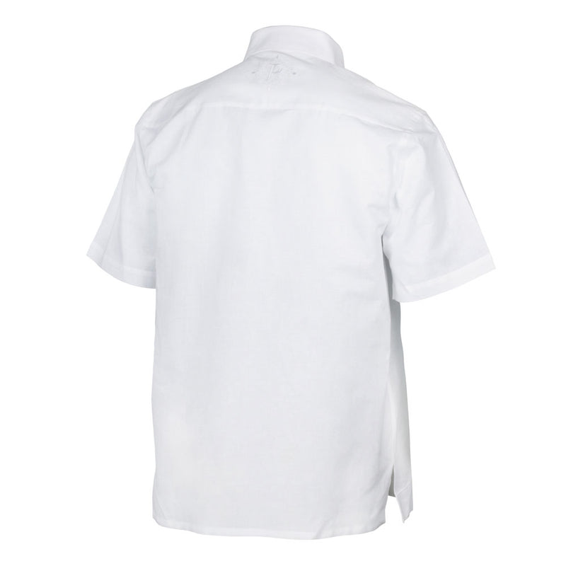 Flavor of Ubuntu - White Short Sleeve Linen Cotton Embroidered Men's Shirt