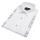 Flavor of Ubuntu - White Short Sleeve Linen Cotton Embroidered Men's Shirt