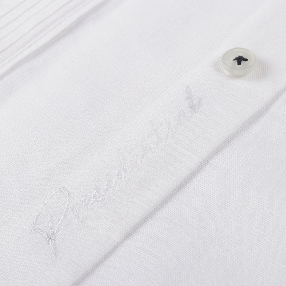 Flavor of Ubuntu - White Short Sleeve Linen Cotton Embroidered Men's Shirt
