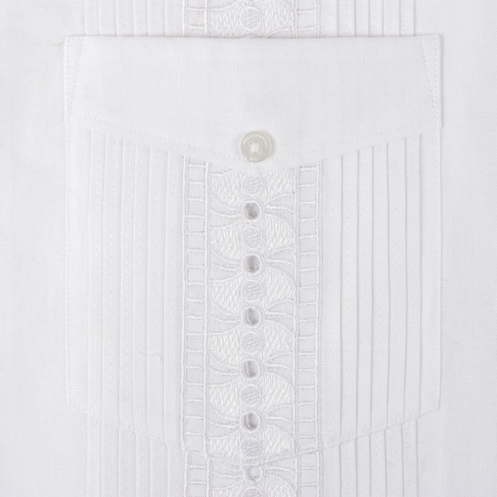Shirt of the Soul - white Short Sleeve Linen Cotton Embroidered Men's Shirt