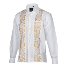 Flora Ivy - White Long Sleeve Linen Cotton Embroidered Men's Shirt