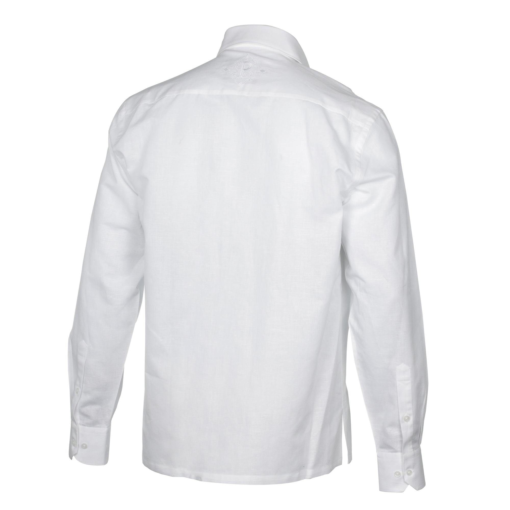 Flora Ivy - White Long Sleeve Linen Cotton Embroidered Men's Shirt