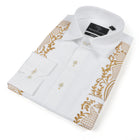 Flora Ivy - White Long Sleeve Linen Cotton Embroidered Men's Shirt