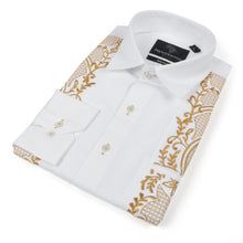 Flora Ivy - White Long Sleeve Linen Cotton Embroidered Men's Shirt