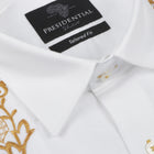 Flora Ivy - White Long Sleeve Linen Cotton Embroidered Men's Shirt
