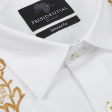 Flora Ivy - White Long Sleeve Linen Cotton Embroidered Men's Shirt