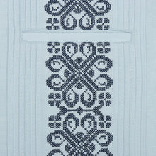 The Rhythm of M - light blue Short Sleeve Linen Cotton Embroidered Men's Shirt