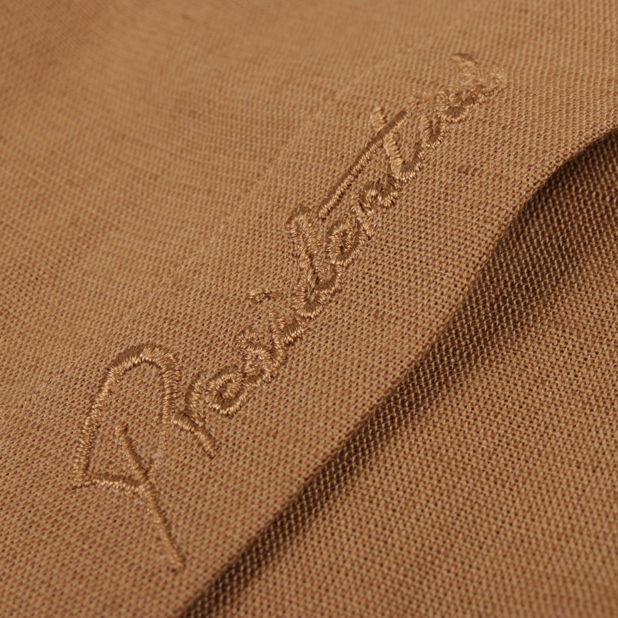Double Diamond - Sand Long Sleeve Linen Cotton Embroidered Men's Shirt