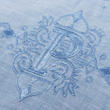 Royal Roots - med blue Short Sleeve Linen Cotton Embroidered Men's Shirt
