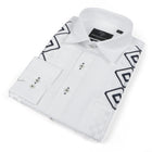 Double Diamond - White Long Sleeve Linen Cotton Embroidered Men's Shirt