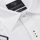 Double Diamond - White Long Sleeve Linen Cotton Embroidered Men's Shirt