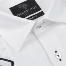 Double Diamond - White Long Sleeve Linen Cotton Embroidered Men's Shirt