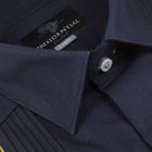 Crossed Paths – Navy Olive Short Sleeve Linen Cotton Embroidered Men's Shirt
