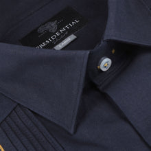 Crossed Paths – Navy Olive Short Sleeve Linen Cotton Embroidered Men's Shirt