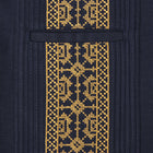 Crossed Paths – Navy Olive Short Sleeve Linen Cotton Embroidered Men's Shirt