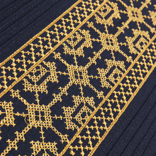 Crossed Paths – Navy Olive Short Sleeve Linen Cotton Embroidered Men's Shirt