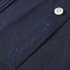 Crossed Paths – Navy Olive Short Sleeve Linen Cotton Embroidered Men's Shirt