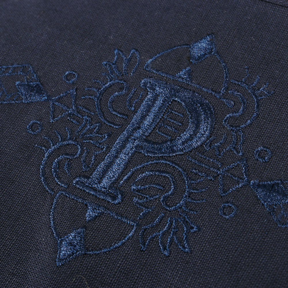 Crossed Paths – Navy Olive Short Sleeve Linen Cotton Embroidered Men's Shirt